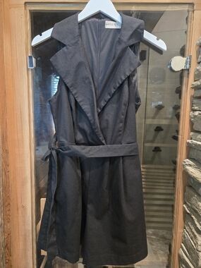 Sleeveless Black Wrap Romper with Belt